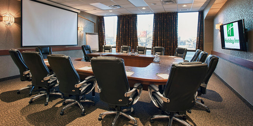 Virtual meeting in a boardroom